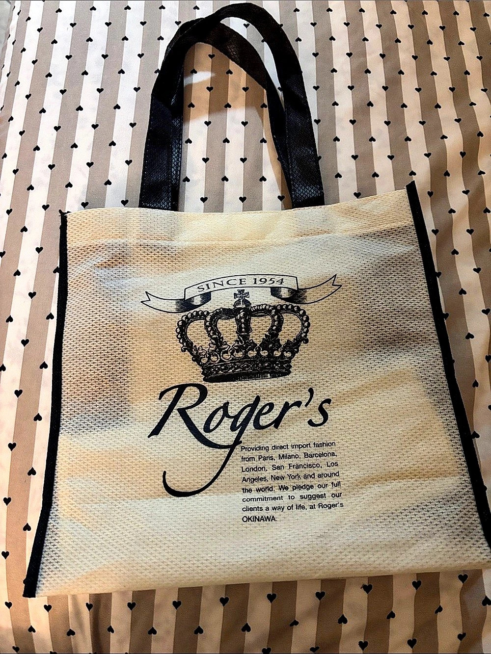 Rogers Tote Bag in Black & Cream